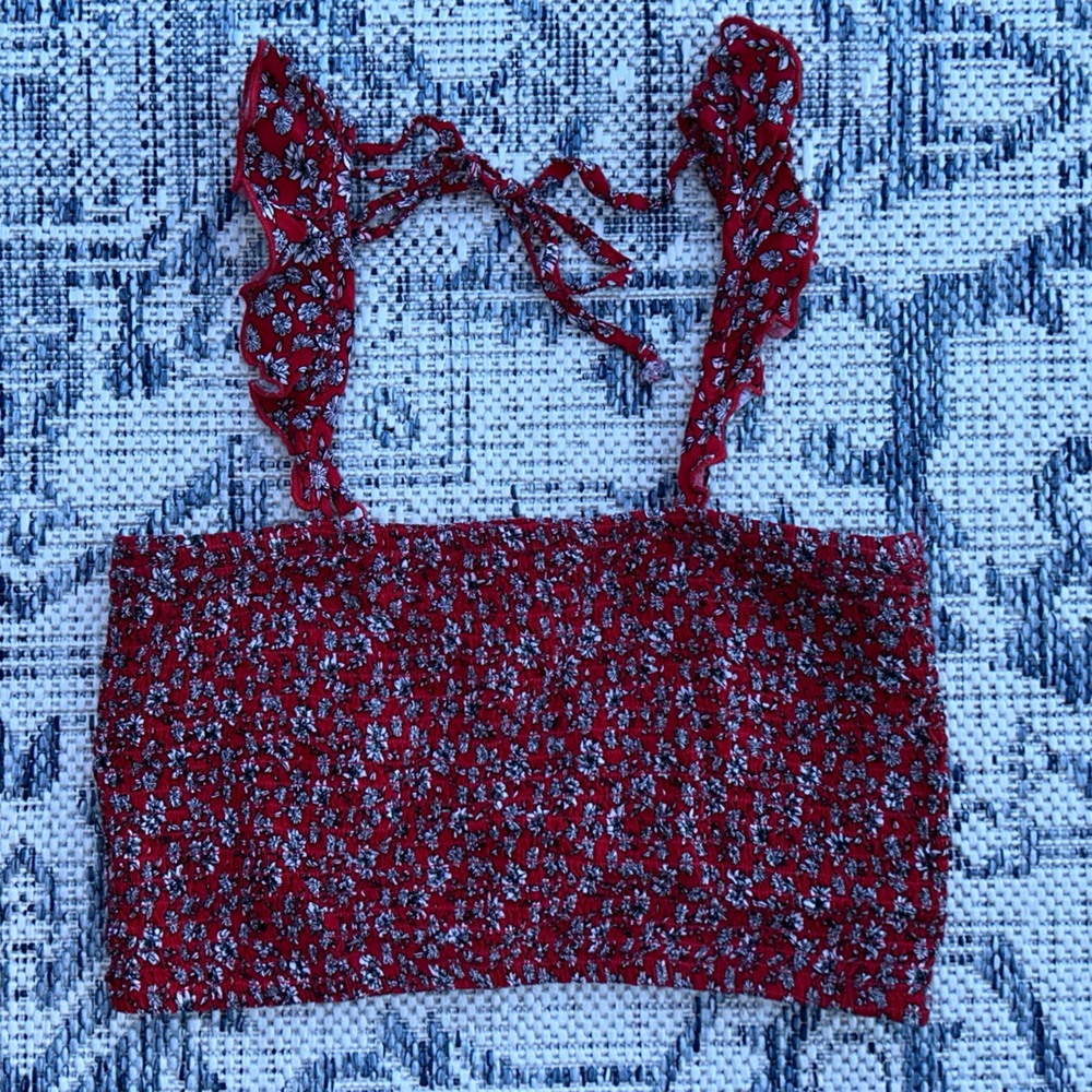 Red Floral Crop Top